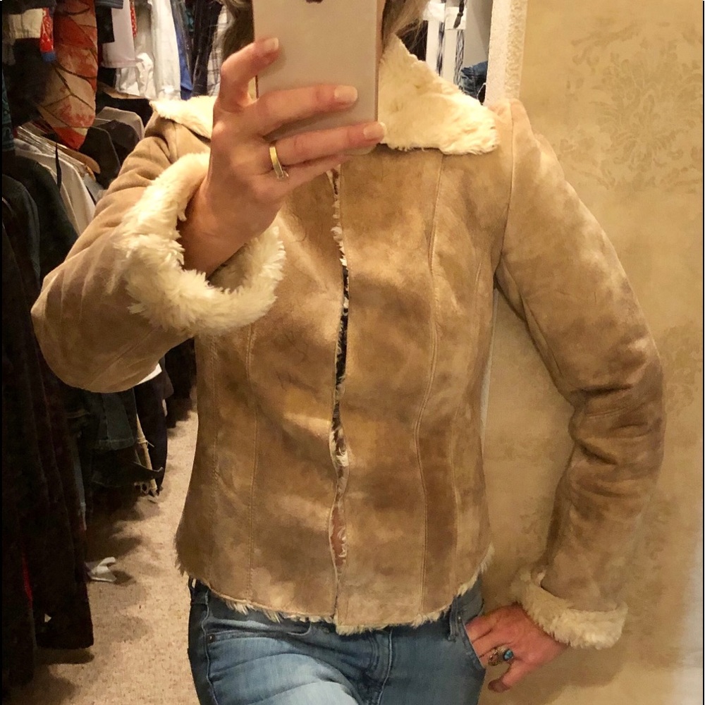 Express leather suede shearling jacket size 7/8